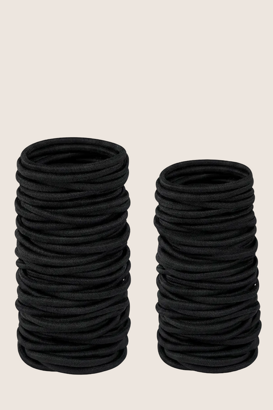 Set of 10/30/50 Black 4 mm Elastic Hair Bands – Durable Ponytail Holders