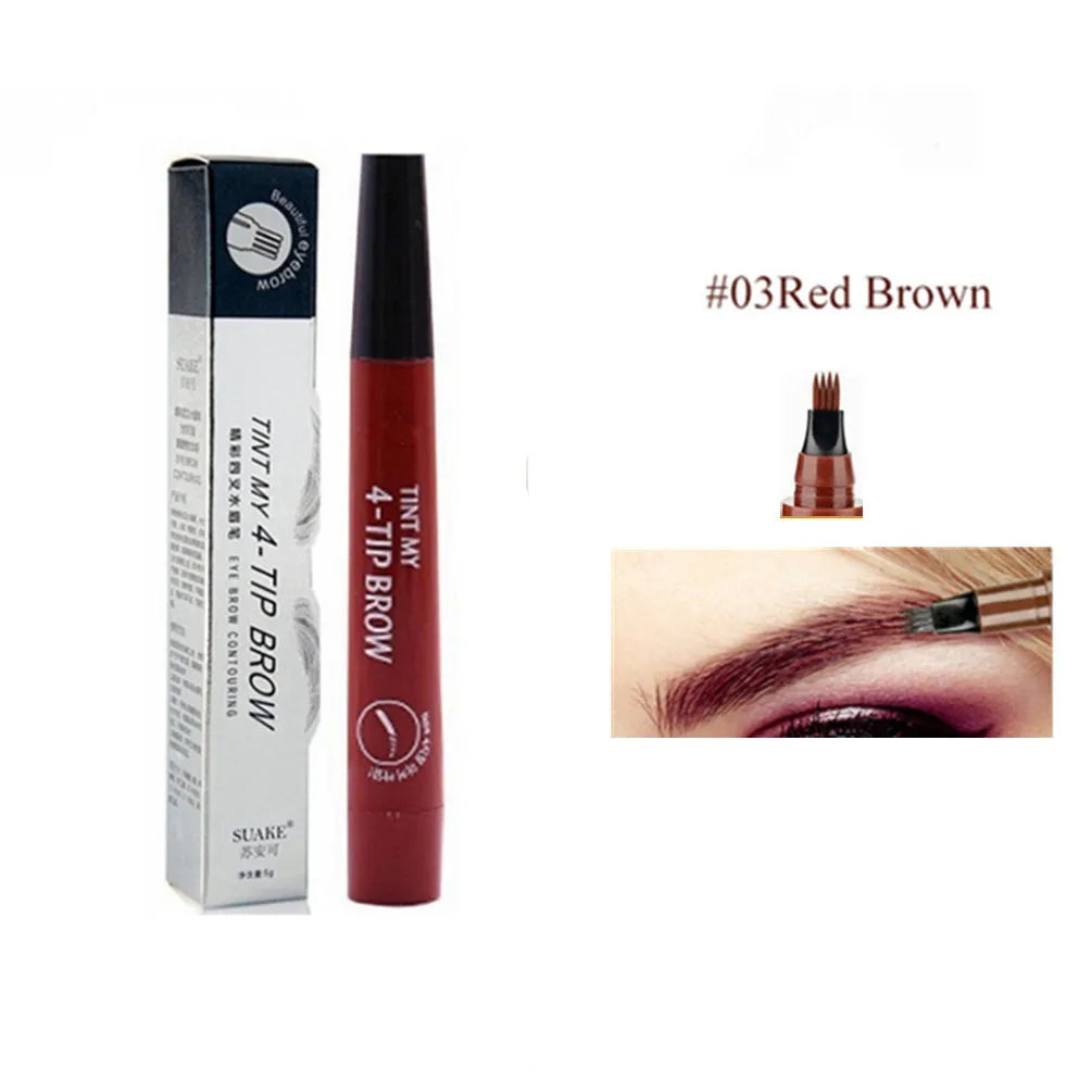 4D Microblading Eyebrow Pen – Fine Sketch Liquid Brow Pencil with 4-Fork Tip