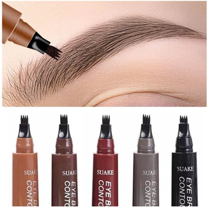 4D Microblading Eyebrow Pen – Fine Sketch Liquid Brow Pencil with 4-Fork Tip