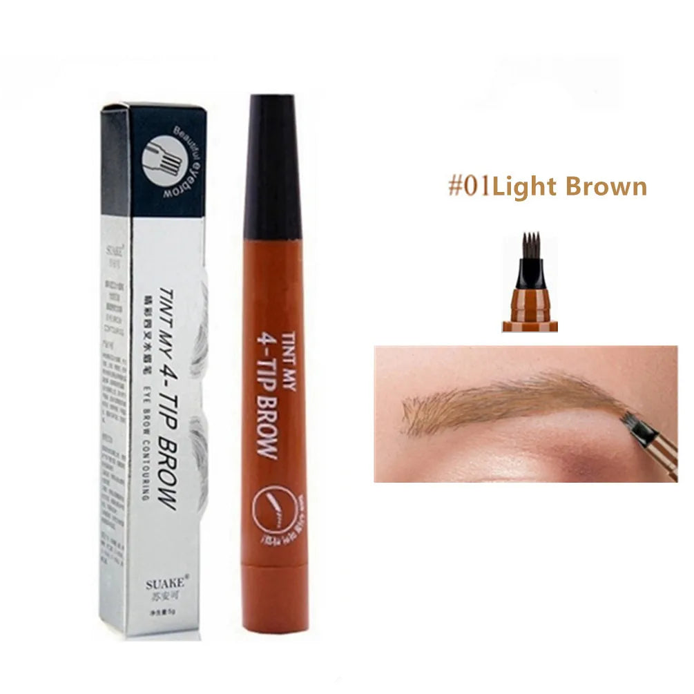 4D Microblading Eyebrow Pen – Fine Sketch Liquid Brow Pencil with 4-Fork Tip
