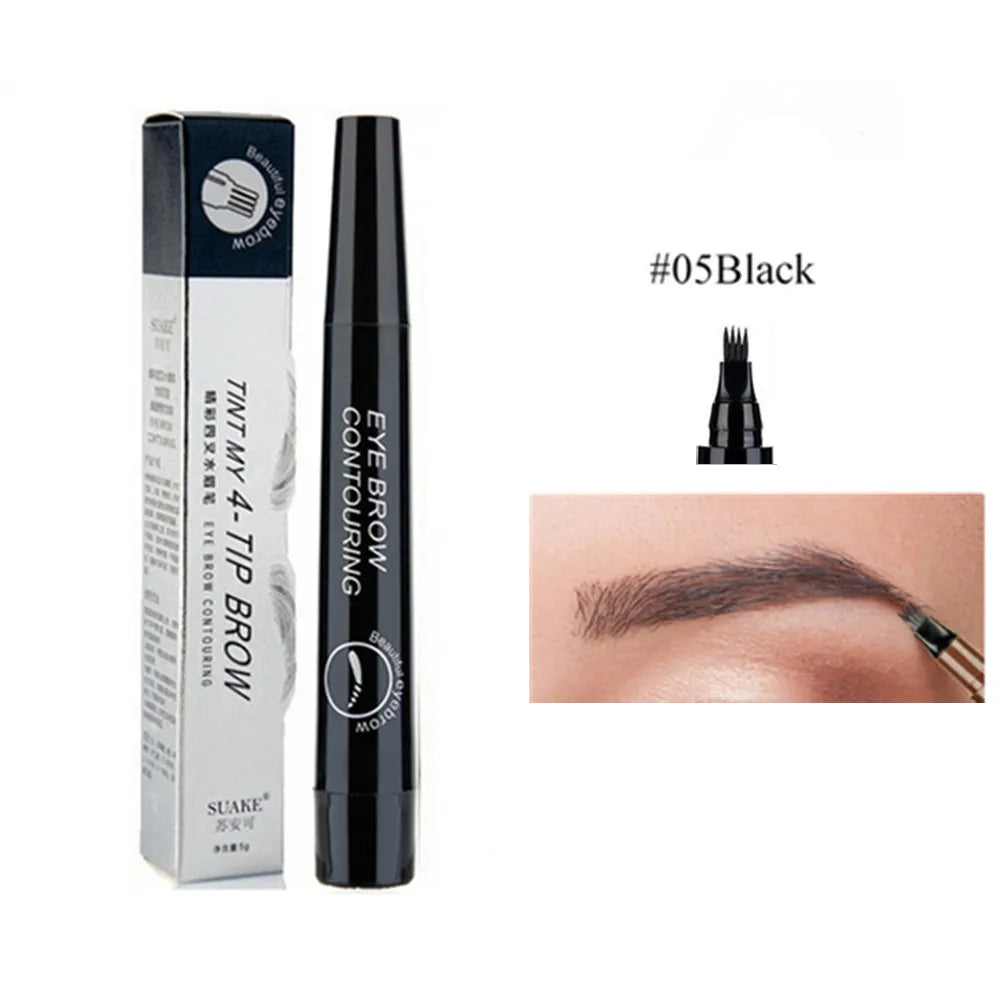 4D Microblading Eyebrow Pen – Fine Sketch Liquid Brow Pencil with 4-Fork Tip