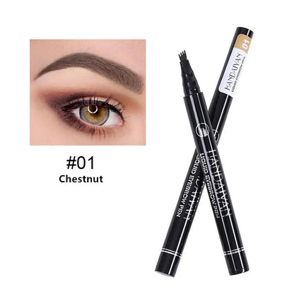 4D Microblading Eyebrow Pen – Fine Sketch Liquid Brow Pencil with 4-Fork Tip