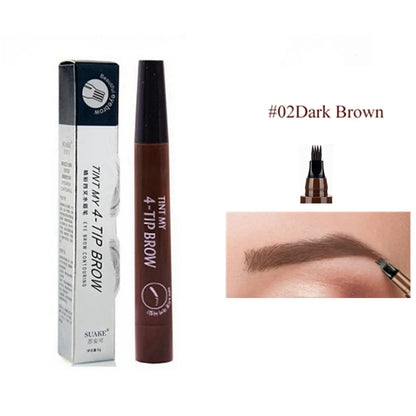 4D Microblading Eyebrow Pen – Fine Sketch Liquid Brow Pencil with 4-Fork Tip