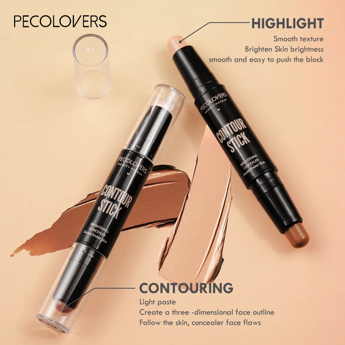 Double-Ended Contouring Stick with Concealer & Highlighter – 3D Face Sculpting