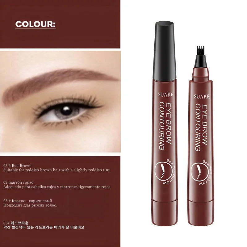 4D Microblading Eyebrow Pen – Fine Sketch Liquid Brow Pencil with 4-Fork Tip