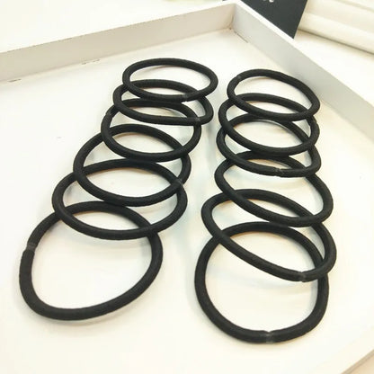 Set of 10/30/50 Black 4 mm Elastic Hair Bands – Durable Ponytail Holders