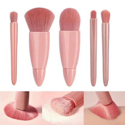 5-Piece Travel Size Makeup Brush Set – Compact Brushes with Case & Mirror