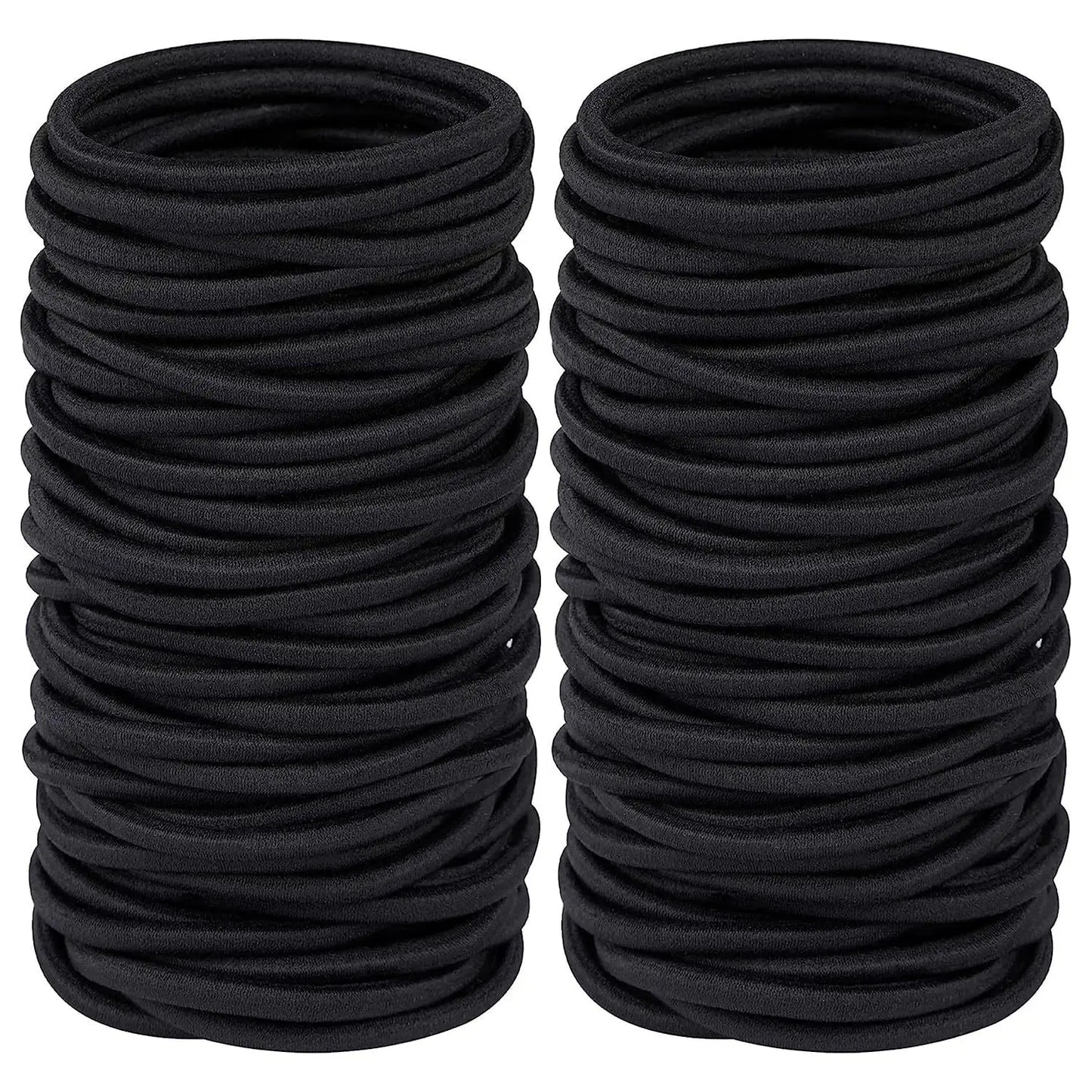 Set of 10/30/50 Black 4 mm Elastic Hair Bands – Durable Ponytail Holders