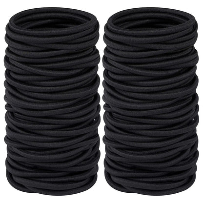 Set of 10/30/50 Black 4 mm Elastic Hair Bands – Durable Ponytail Holders