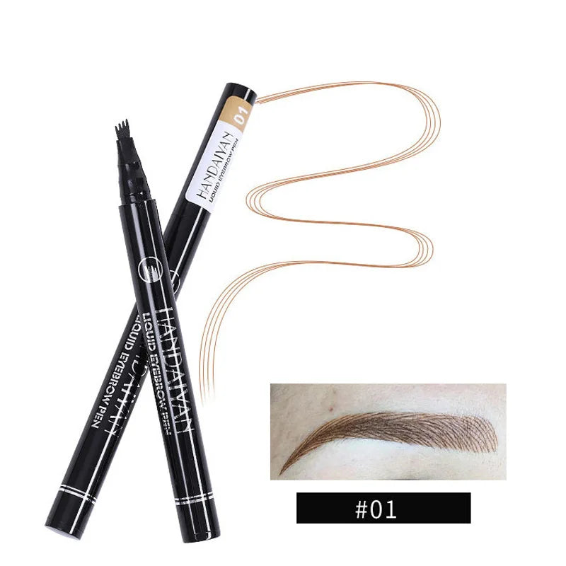 4D Microblading Eyebrow Pen – Fine Sketch Liquid Brow Pencil with 4-Fork Tip