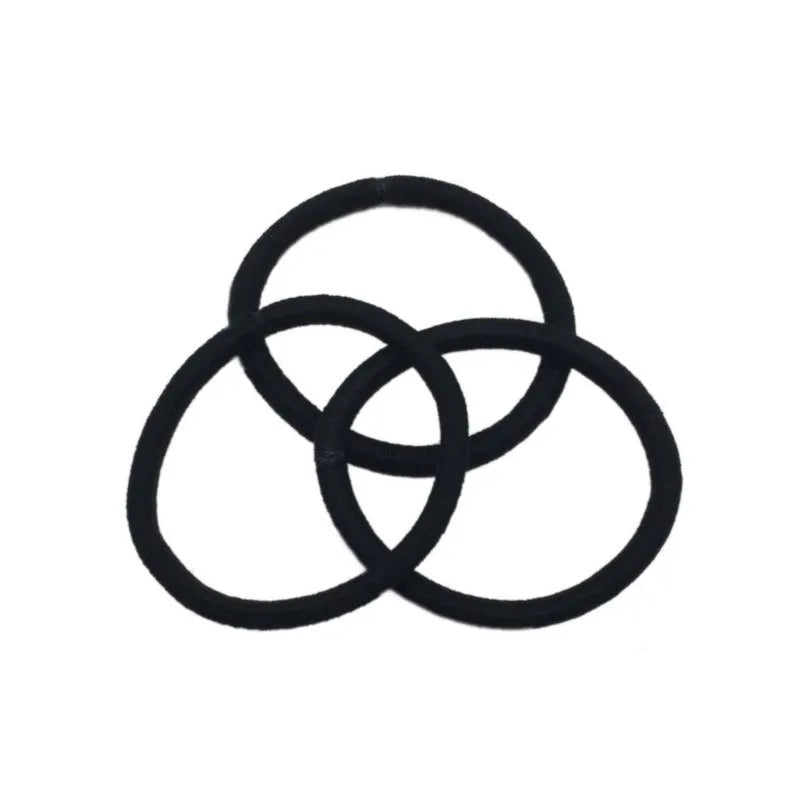 Set of 10/30/50 Black 4 mm Elastic Hair Bands – Durable Ponytail Holders