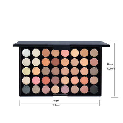 40-Color Eyeshadow Palette with 8 Pink Brushes – Matte & Shimmer Long-Lasting Shades