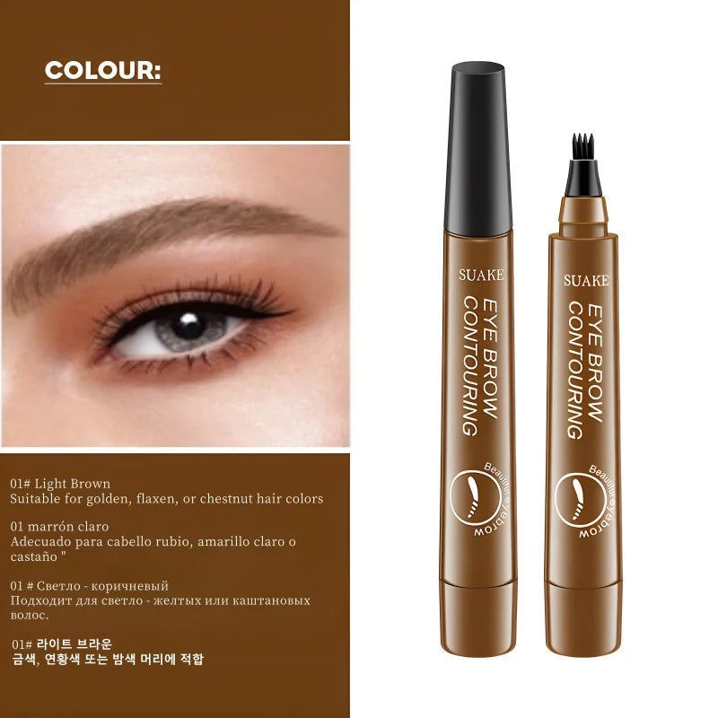4D Microblading Eyebrow Pen – Fine Sketch Liquid Brow Pencil with 4-Fork Tip