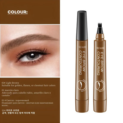 4D Microblading Eyebrow Pen – Fine Sketch Liquid Brow Pencil with 4-Fork Tip
