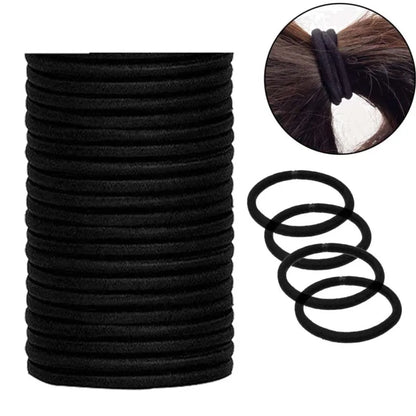 Set of 10/30/50 Black 4 mm Elastic Hair Bands – Durable Ponytail Holders