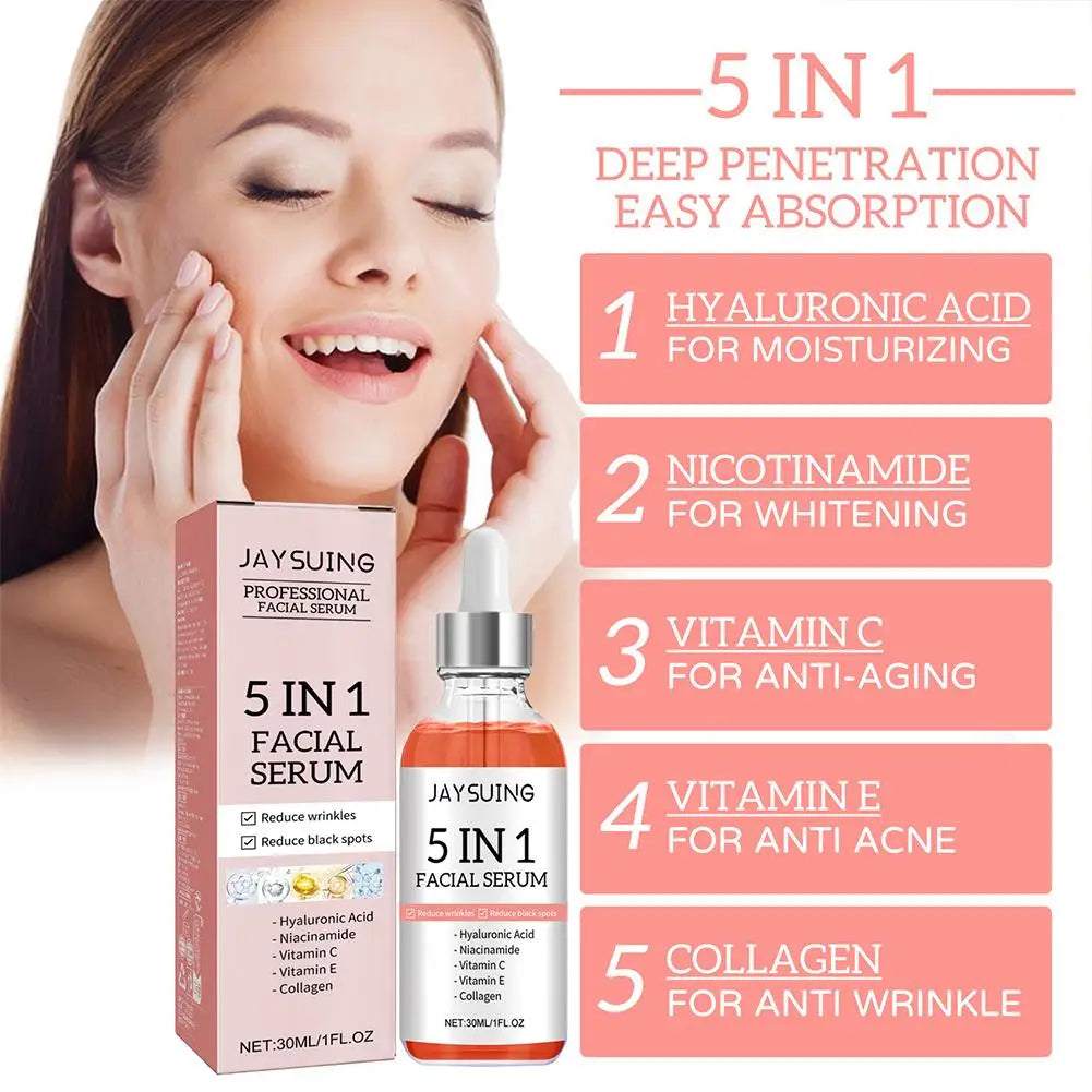 5-in-1 Firming & Brightening Face Serum – Vitamin C & Hyaluronic Acid