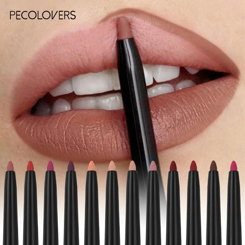 Waterproof Matte Lipliner Pencil – 12 Long-Lasting Colors