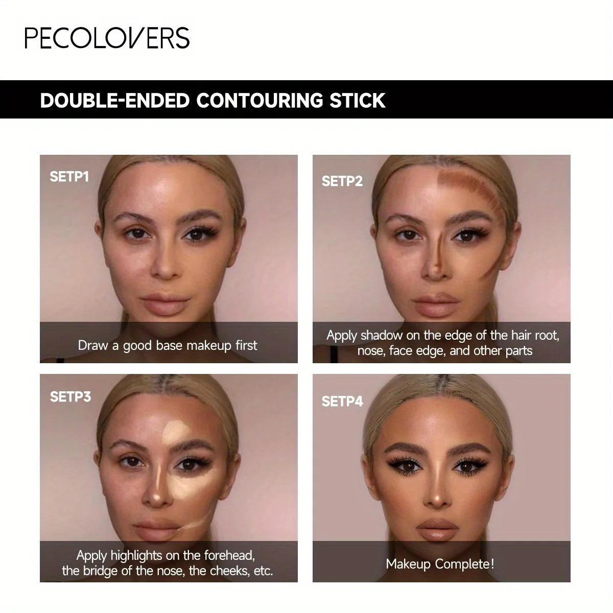 Double-Ended Contouring Stick with Concealer & Highlighter – 3D Face Sculpting