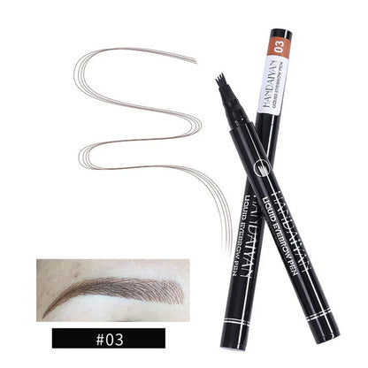 4D Microblading Eyebrow Pen – Fine Sketch Liquid Brow Pencil with 4-Fork Tip