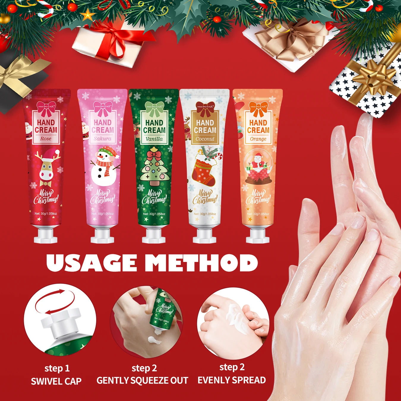Hand Cream Gift Set (5 Pack) – Travel-Friendly Nourishing Moisturizers (30g each)