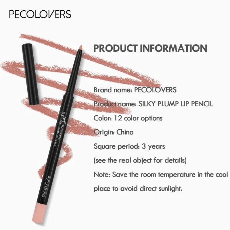 Waterproof Matte Lipliner Pencil – 12 Long-Lasting Colors
