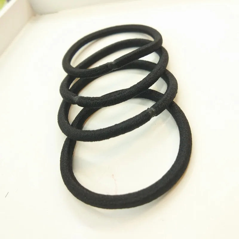 Set of 10/30/50 Black 4 mm Elastic Hair Bands – Durable Ponytail Holders