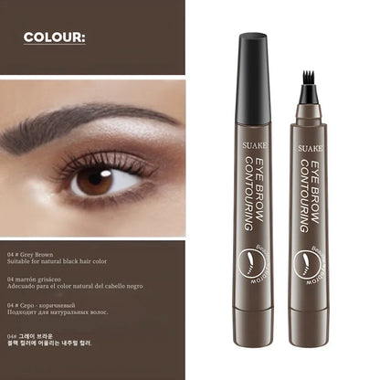 4D Microblading Eyebrow Pen – Fine Sketch Liquid Brow Pencil with 4-Fork Tip